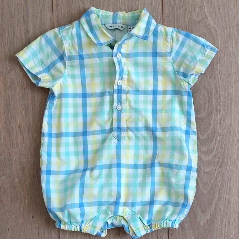 Janie and Jack Baby Plaid Poplin Romper - Picture 3 of 6